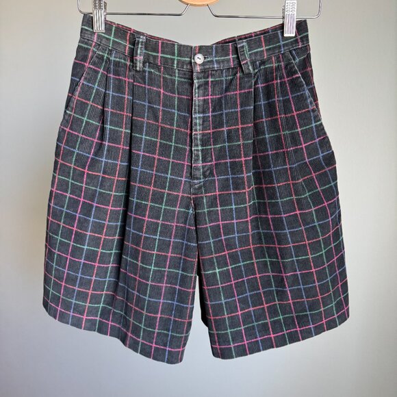 Corduroy Vintage Shorts Wide Leg 28W Plaid - Picture 13 of 13